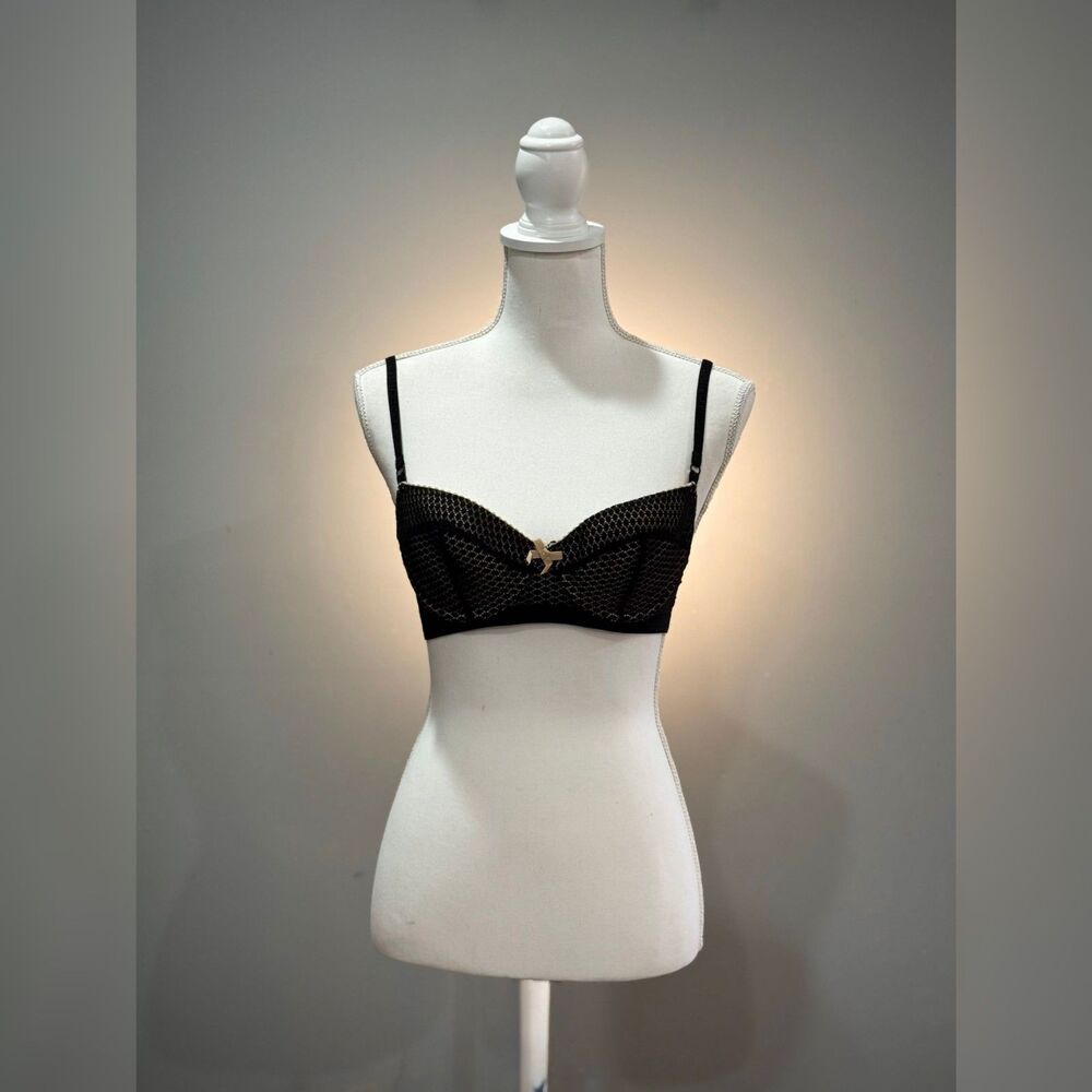 Cream/Black Heidi Klum Leise Demi Bra Size 34B EUC